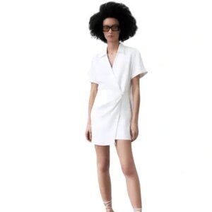 Zara Faux Wrap Front White Mini Dress